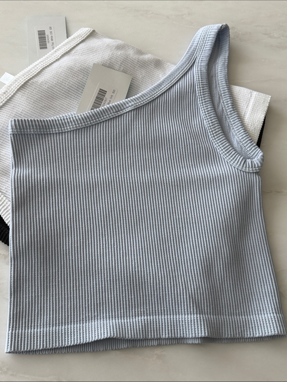 Nikibiki One-Shoulder Ribbed Crop Top O/S NWT lighter blue. Soft feel.